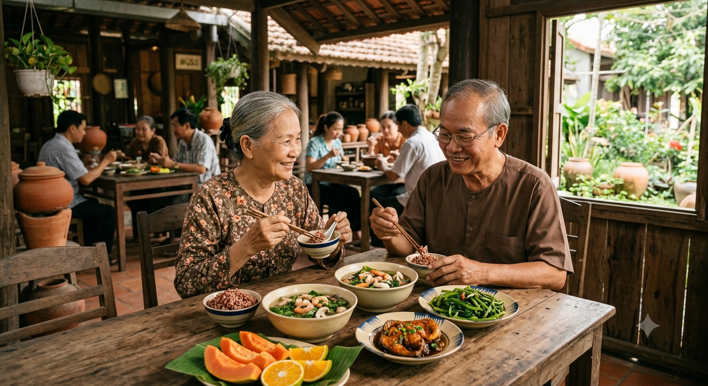 Nhịp sinh học và nhu cầu dinh dưỡng của người lớn tuổi trong bữa ăn